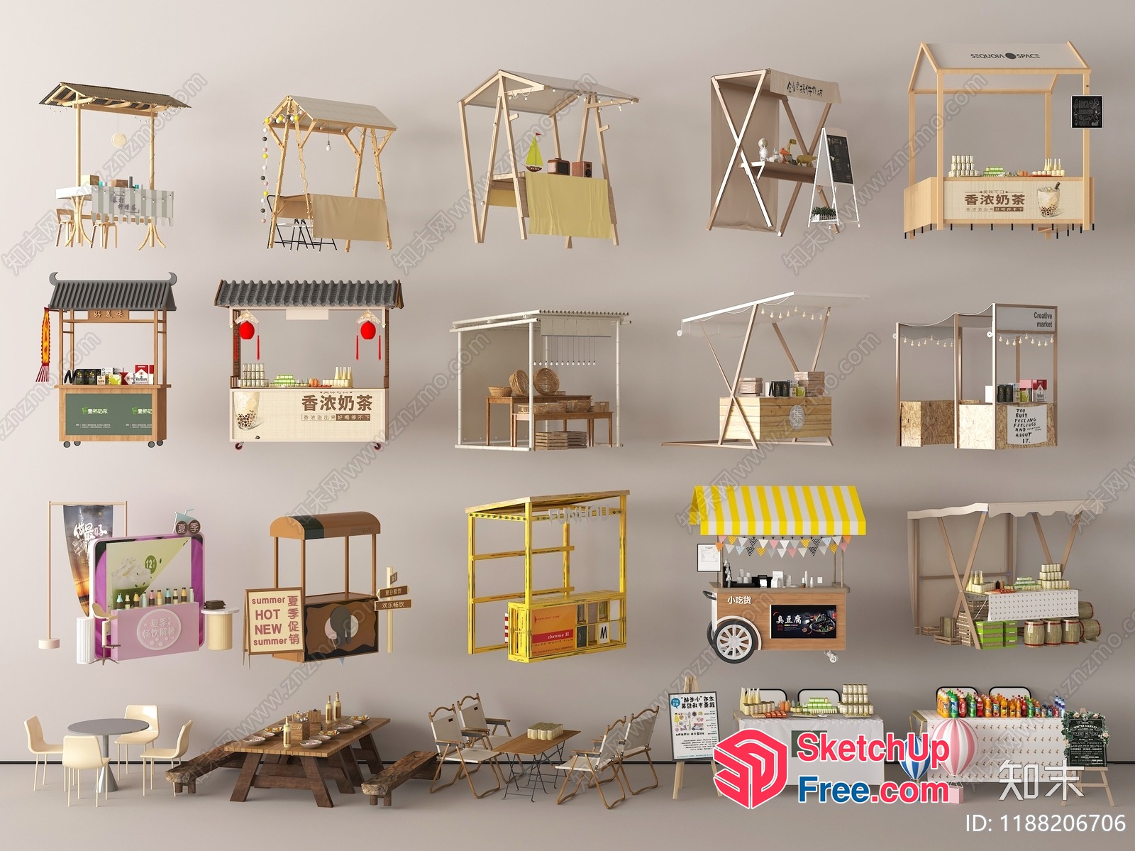 Asian Street Food Market Collection 3D SketchUp File