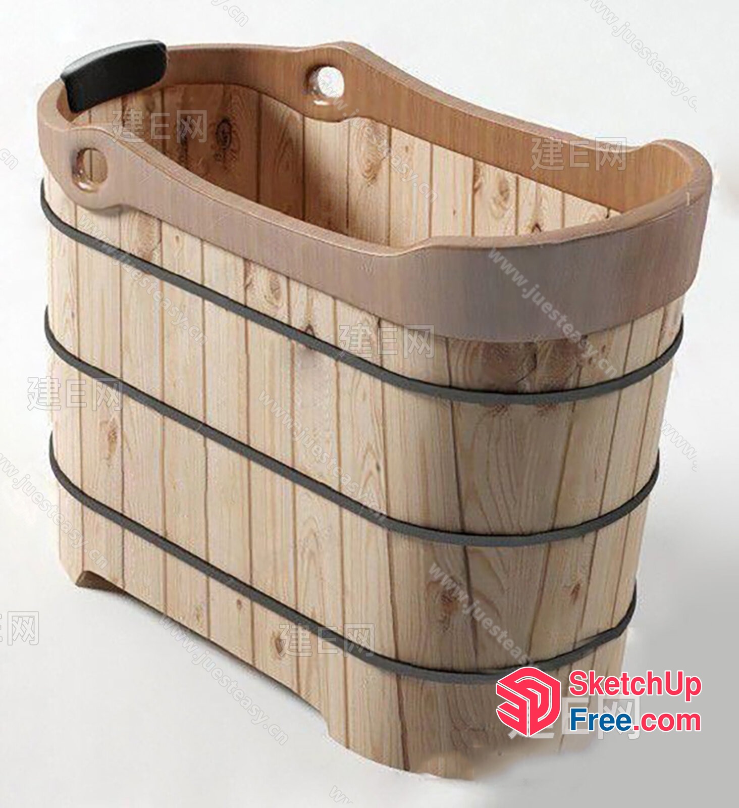 Wooden Barrel-Shaped Bathtub 3D SketchUp File