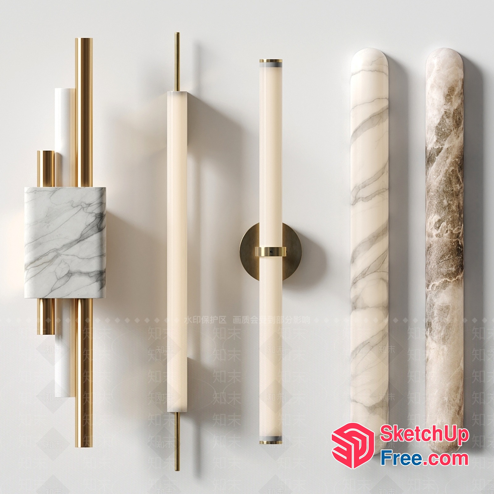 Marble And Gold Decorative Wall Sconces 3D SketchUp File