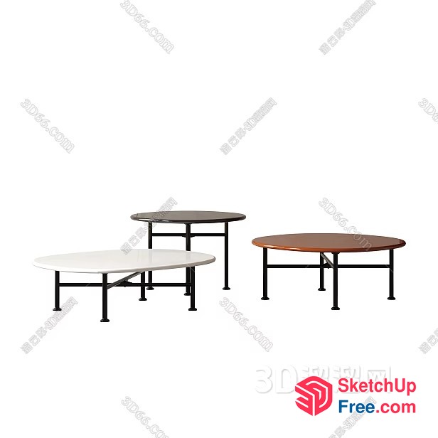 3D Rendering Of Modern Round Tables With Black Legs 3D SketchUp File
