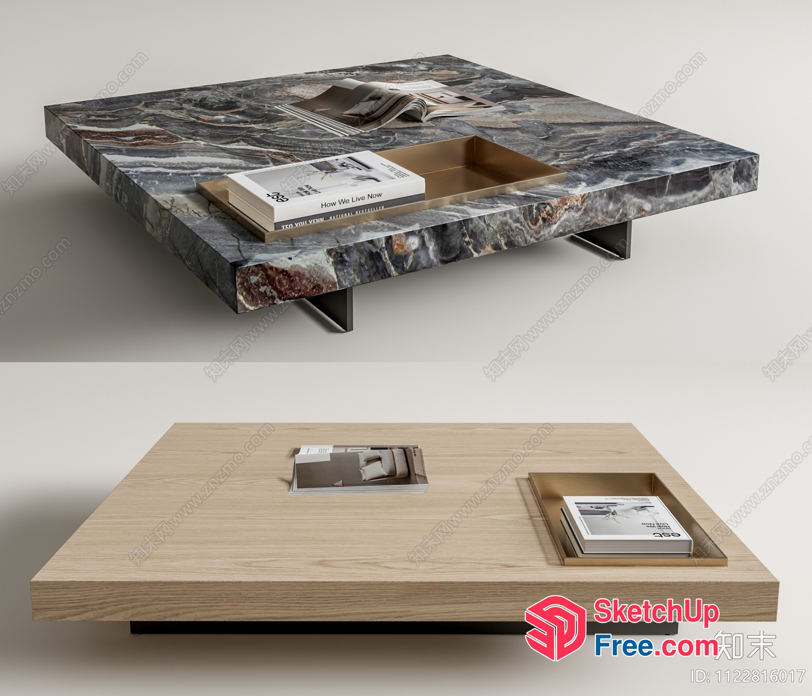 Modern Coffee Table With Built-In Book Storage 3D SketchUp File