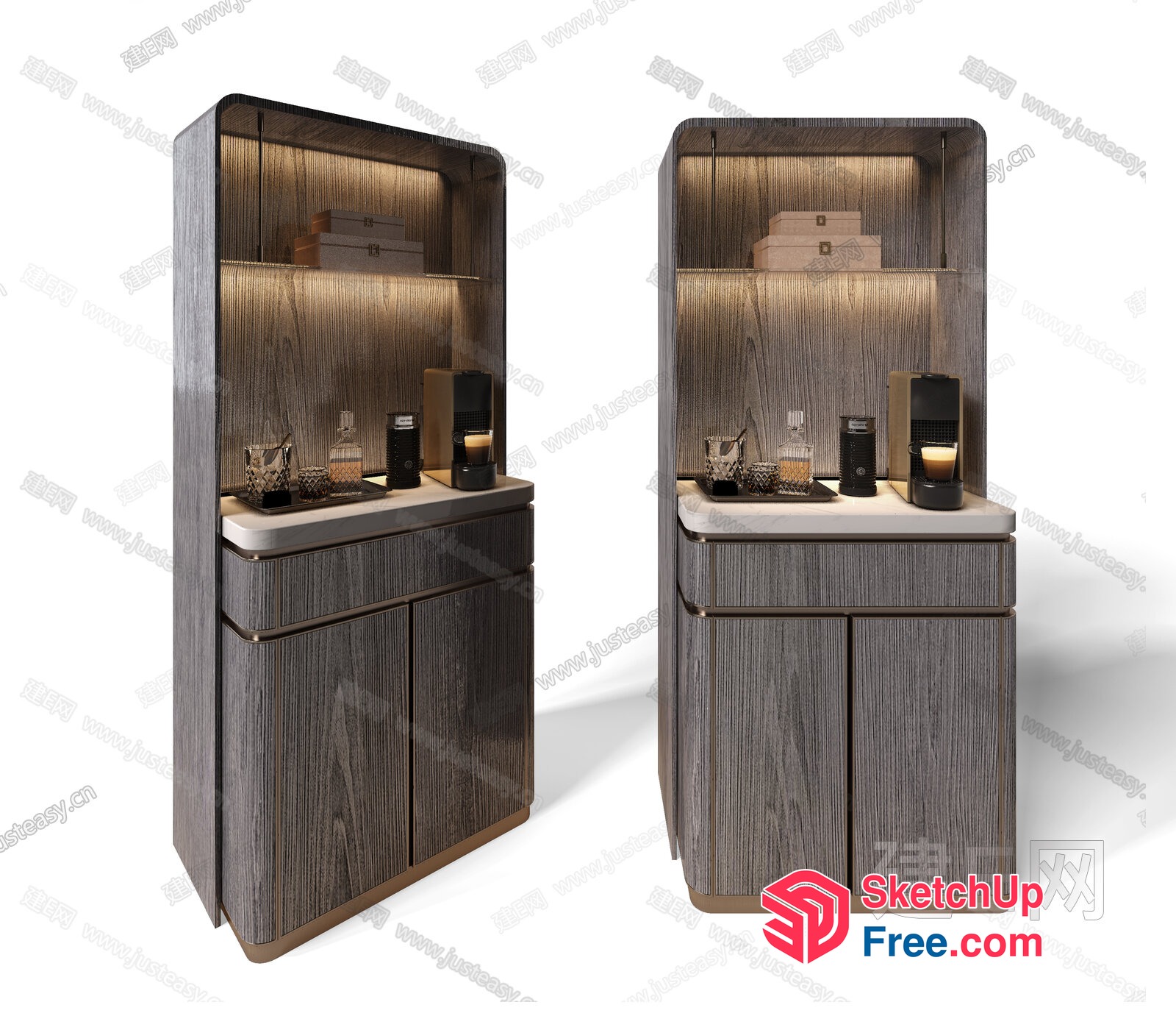 Modern Bar Storage Furniture With Led Lighting 3D SketchUp File