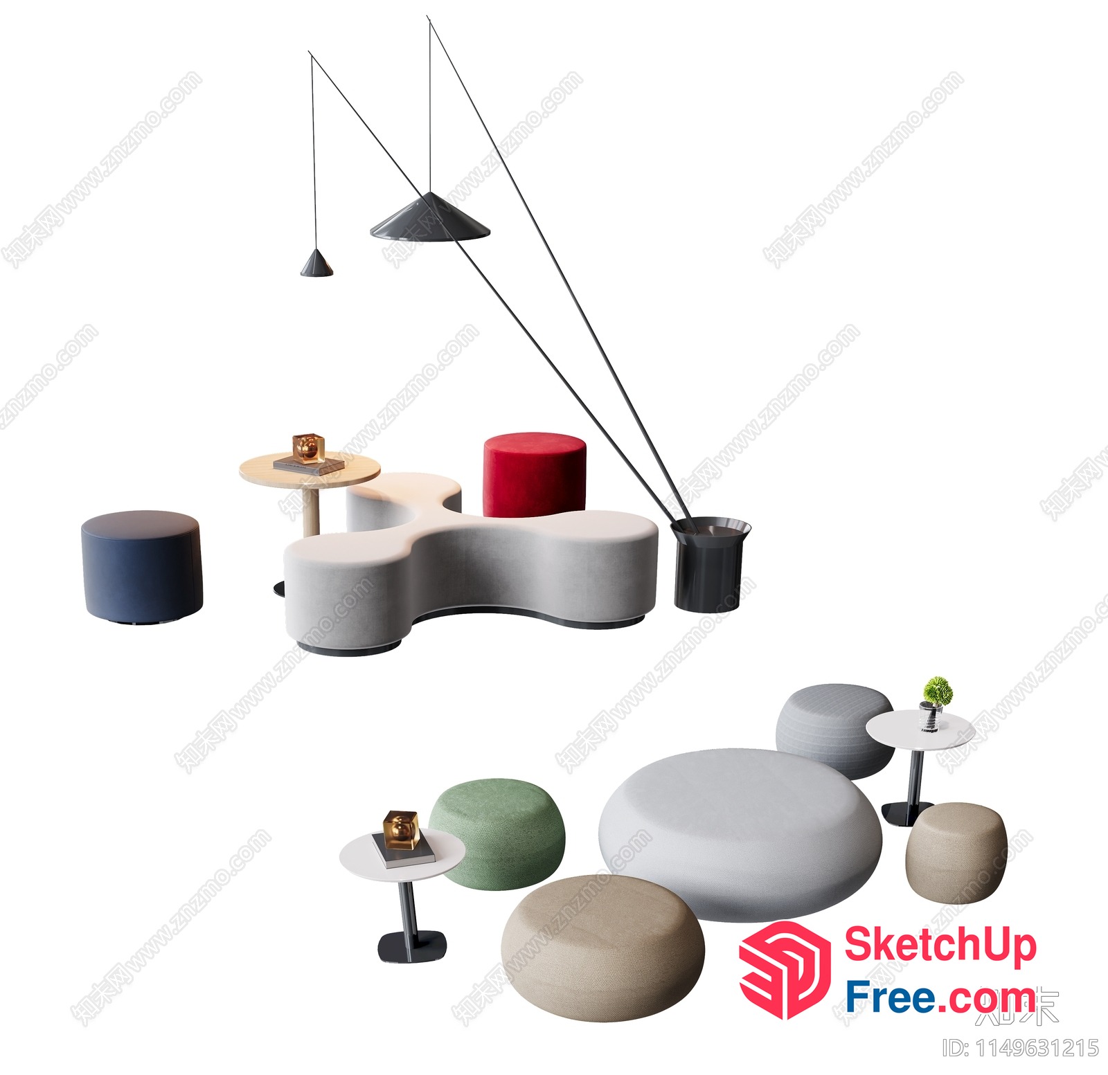 Modern Furniture Collection With Tables And Stools 3D SketchUp File