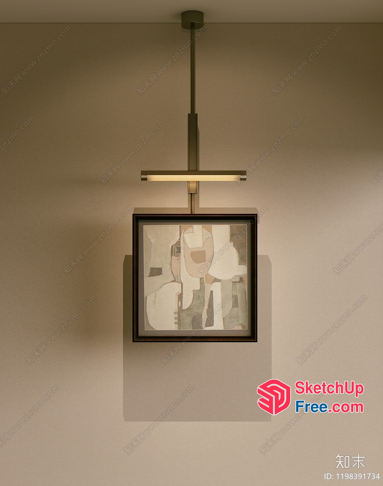 Modern Minimalist Artistic Hanging Light Fixture 3D SketchUp File