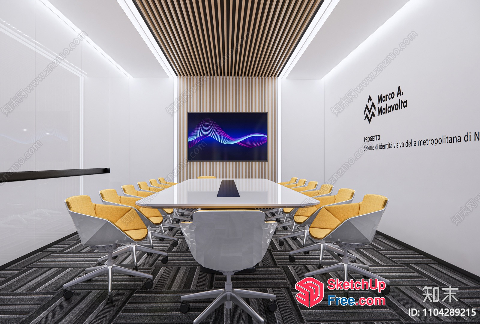 Conference Room With Modern Furniture And Wood Accents 3D SketchUp File