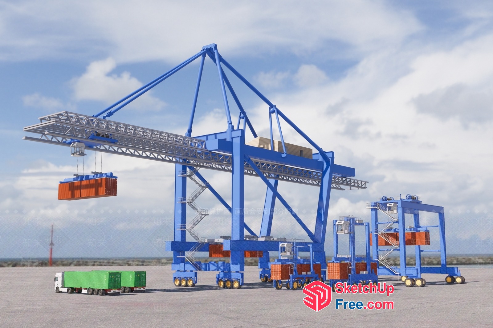 Shipping Cargo Terminal Equipment 3D SketchUp File