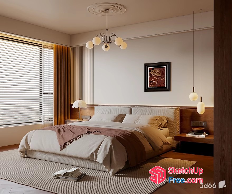 Elegant And Cozy Bedroom Interior Design 3D SketchUp File