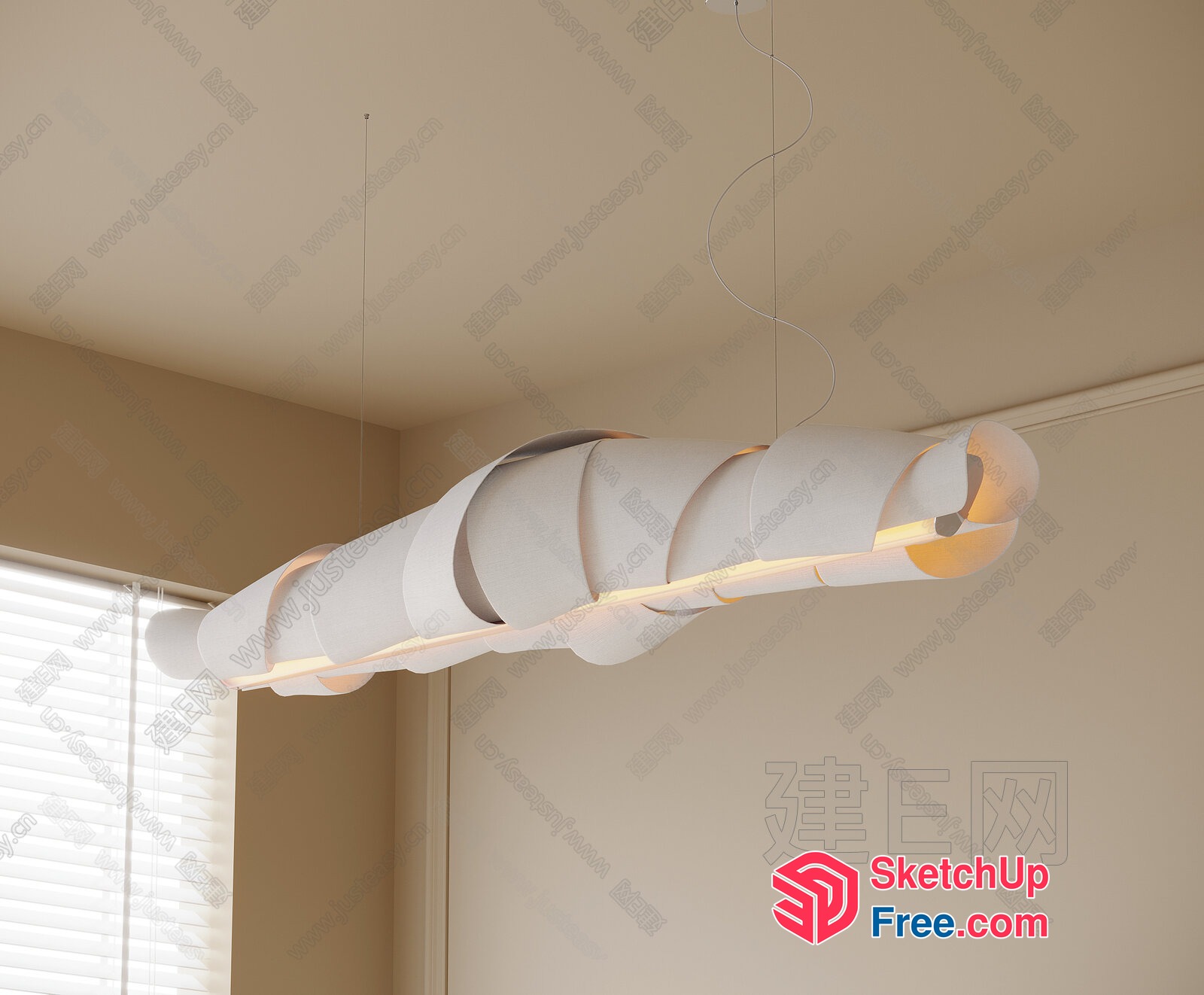 Elegant White Spiral Light Fixture 3D SketchUp File