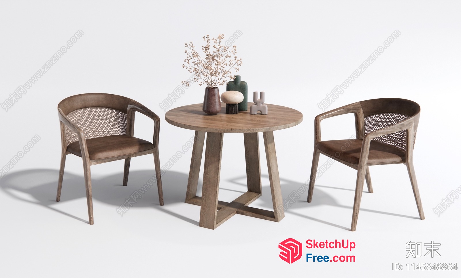 Modern Round Table With Two Chairs 3D SketchUp File
