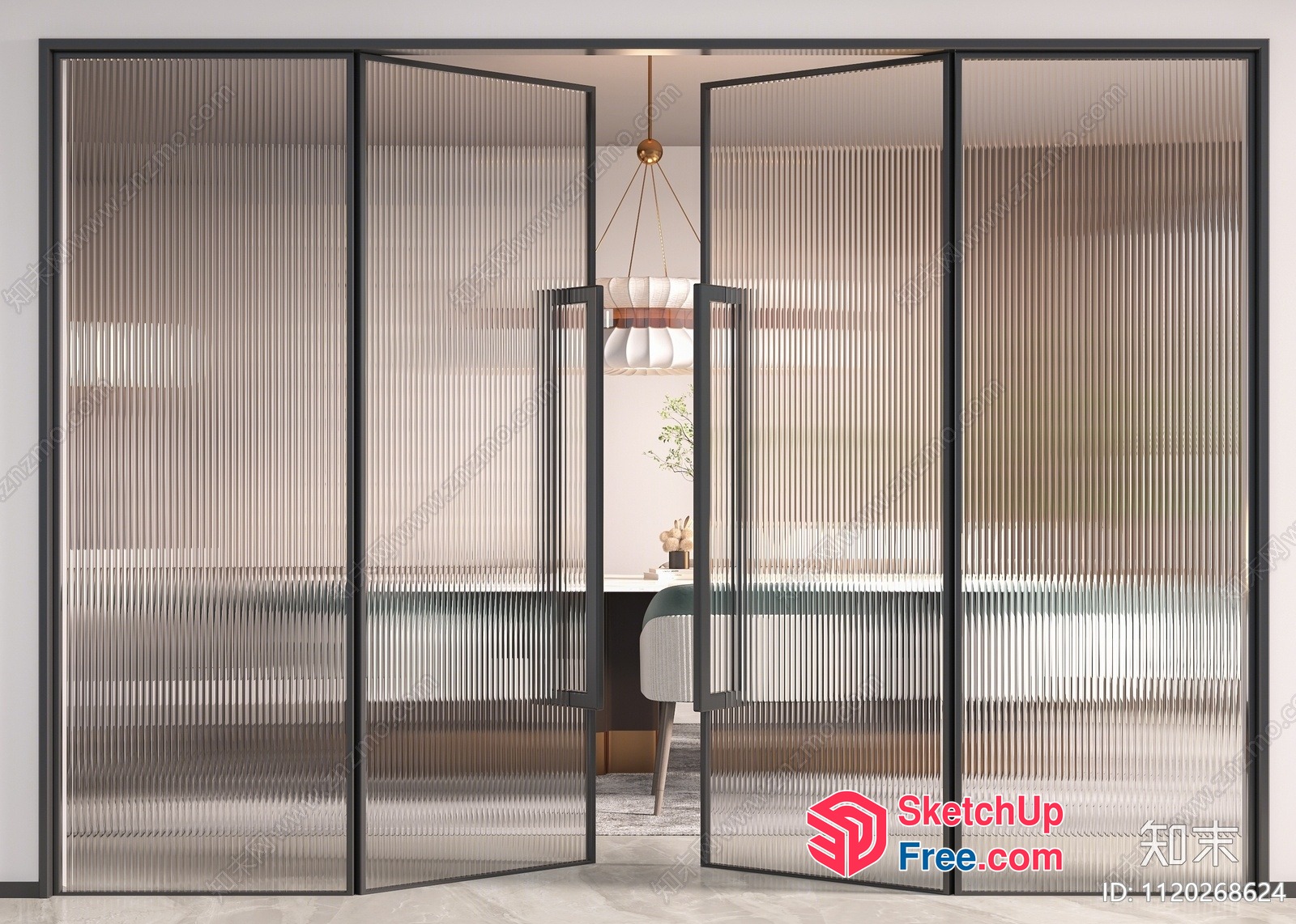 Partition Screen In Modern Office Interior 3D SketchUp File