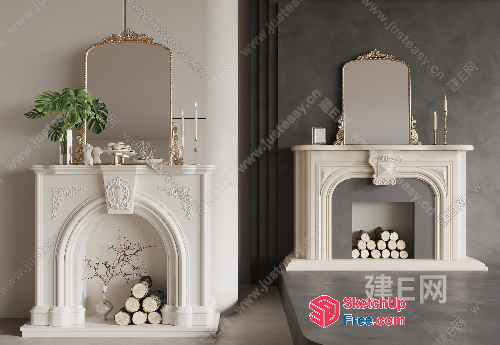 Classic Fireplace Mantel With Ornate Details 3D SketchUp File