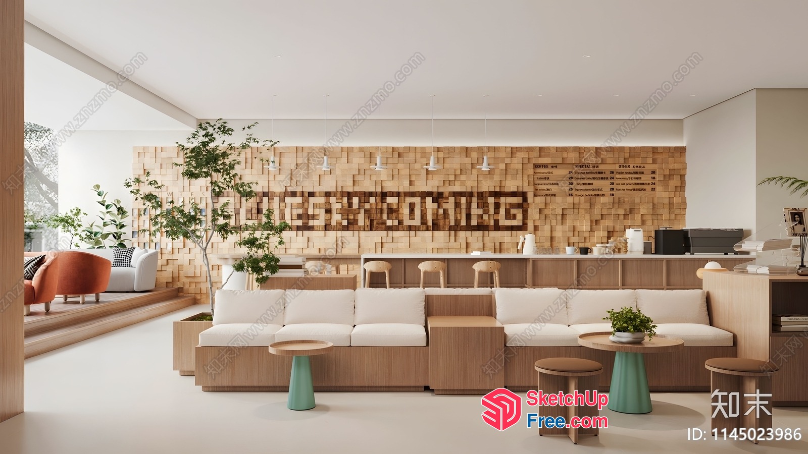 Modern Minimalist Office Interior With Natural Wood Accents 3D SketchUp File