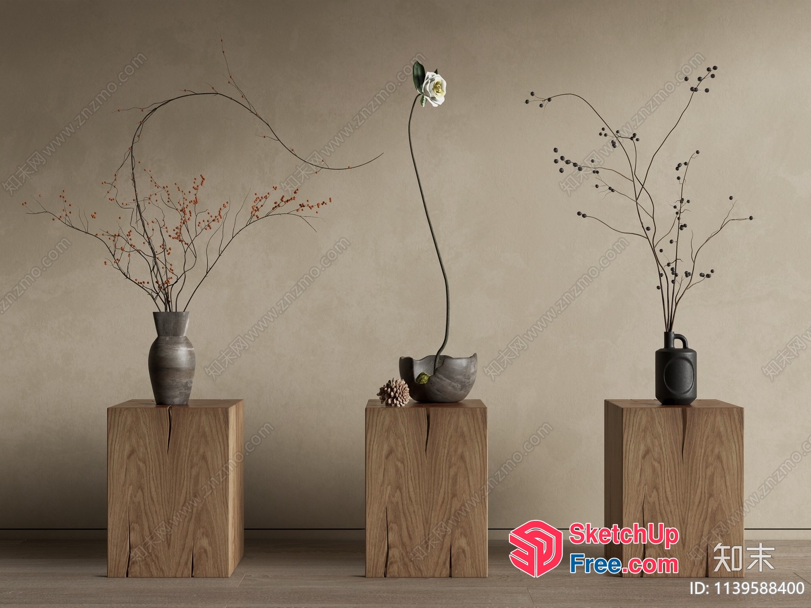 Simple Yet Elegant Wooden Block Decor 3D SketchUp File
