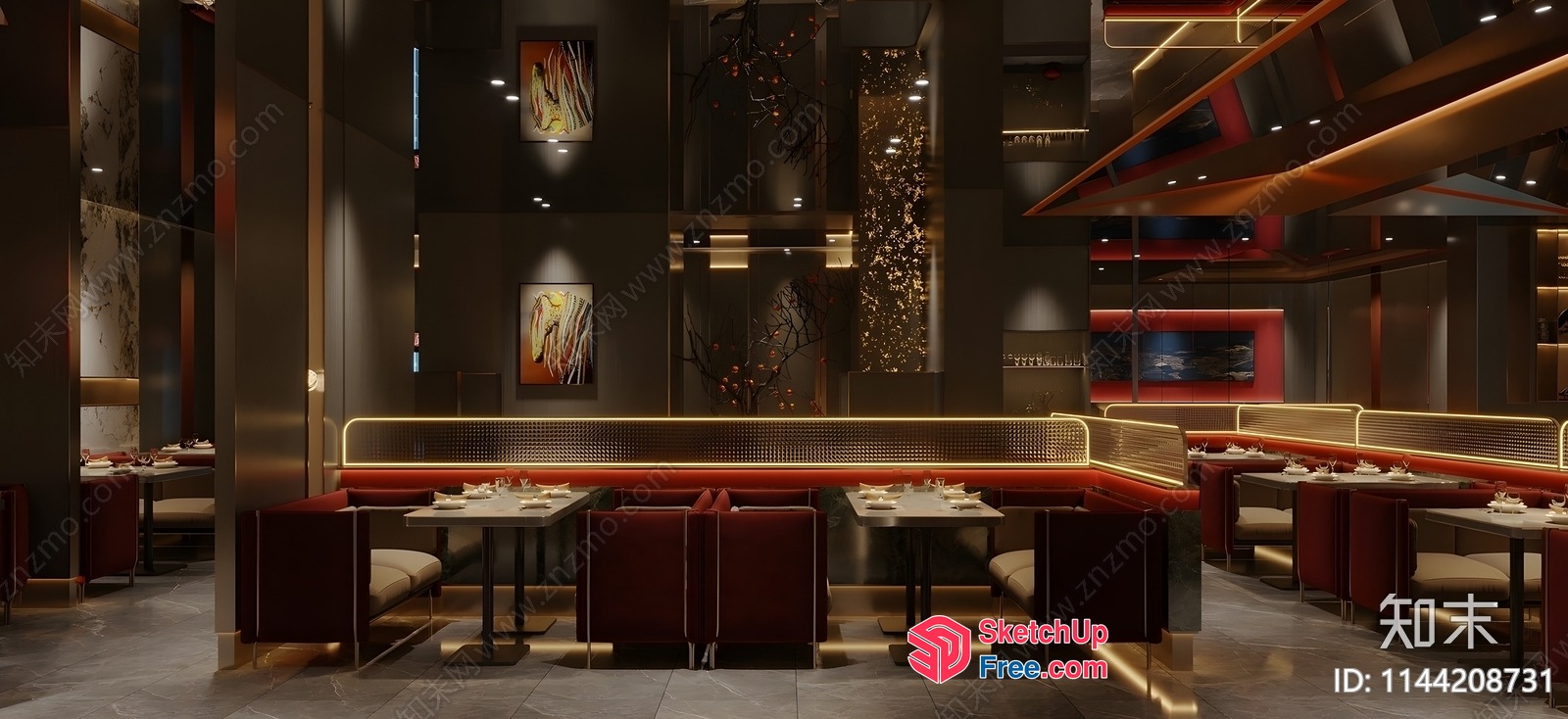 Luxurious Restaurant Interior Design 3D SketchUp File