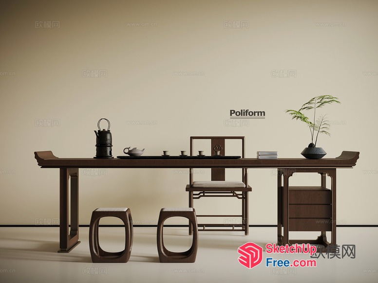 Elegant And Sophisticated Asian-Inspired Dining Room 3D SketchUp File
