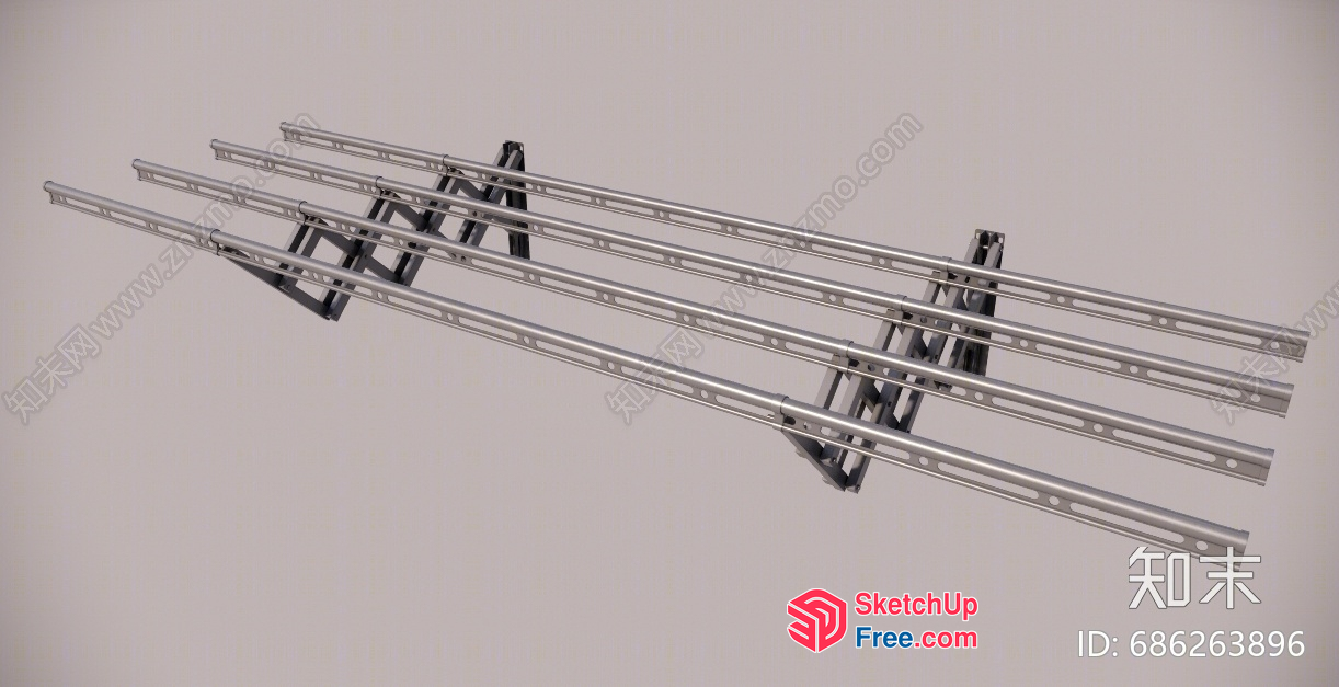 Metal Stair Railing System 3D SketchUp File