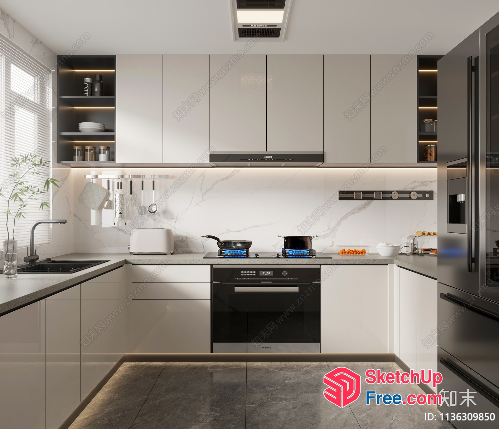 Modern Kitchen With Sleek Appliances And Marble Countertops 3D SketchUp File