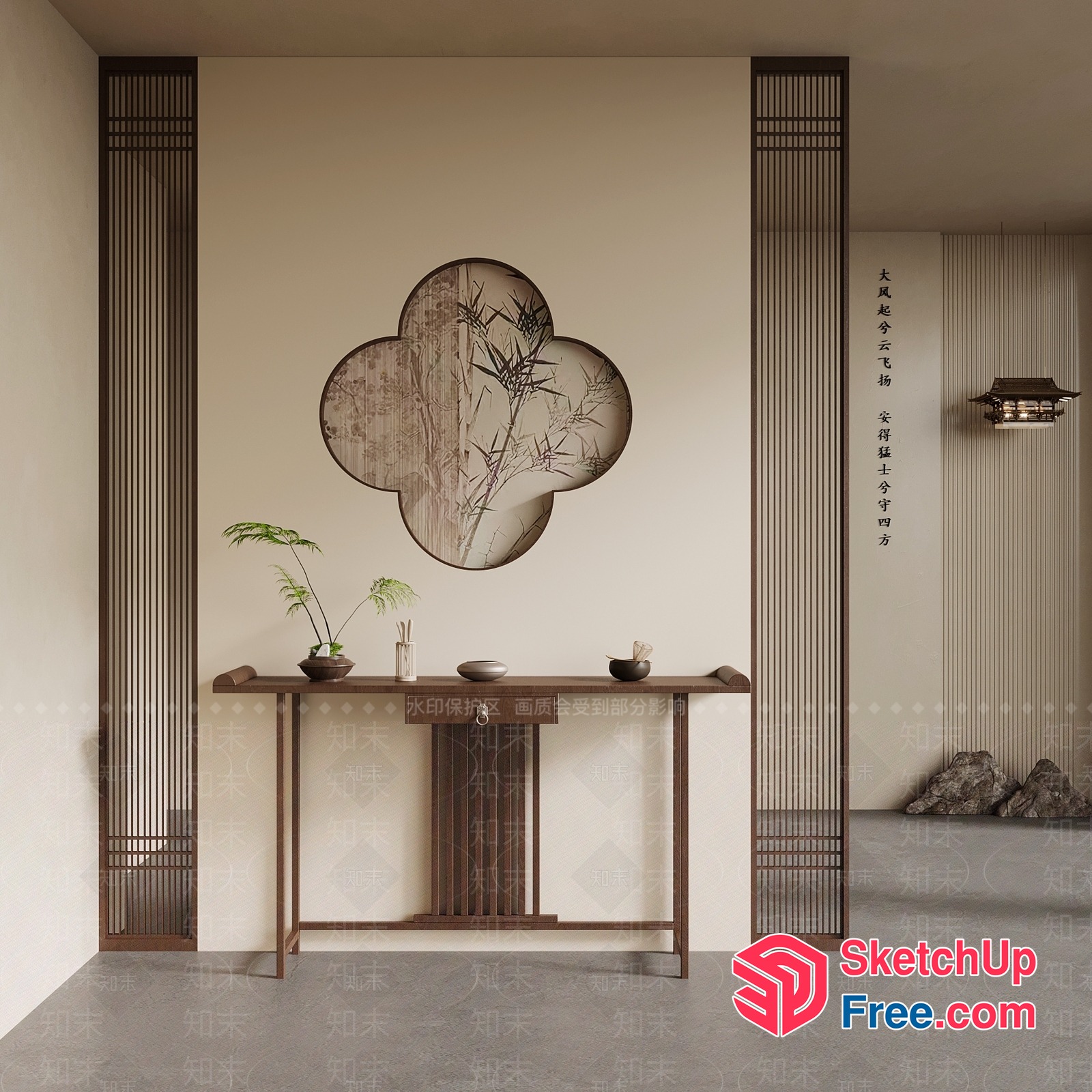 Elegant Asian-Inspired Interior Design 3D SketchUp File