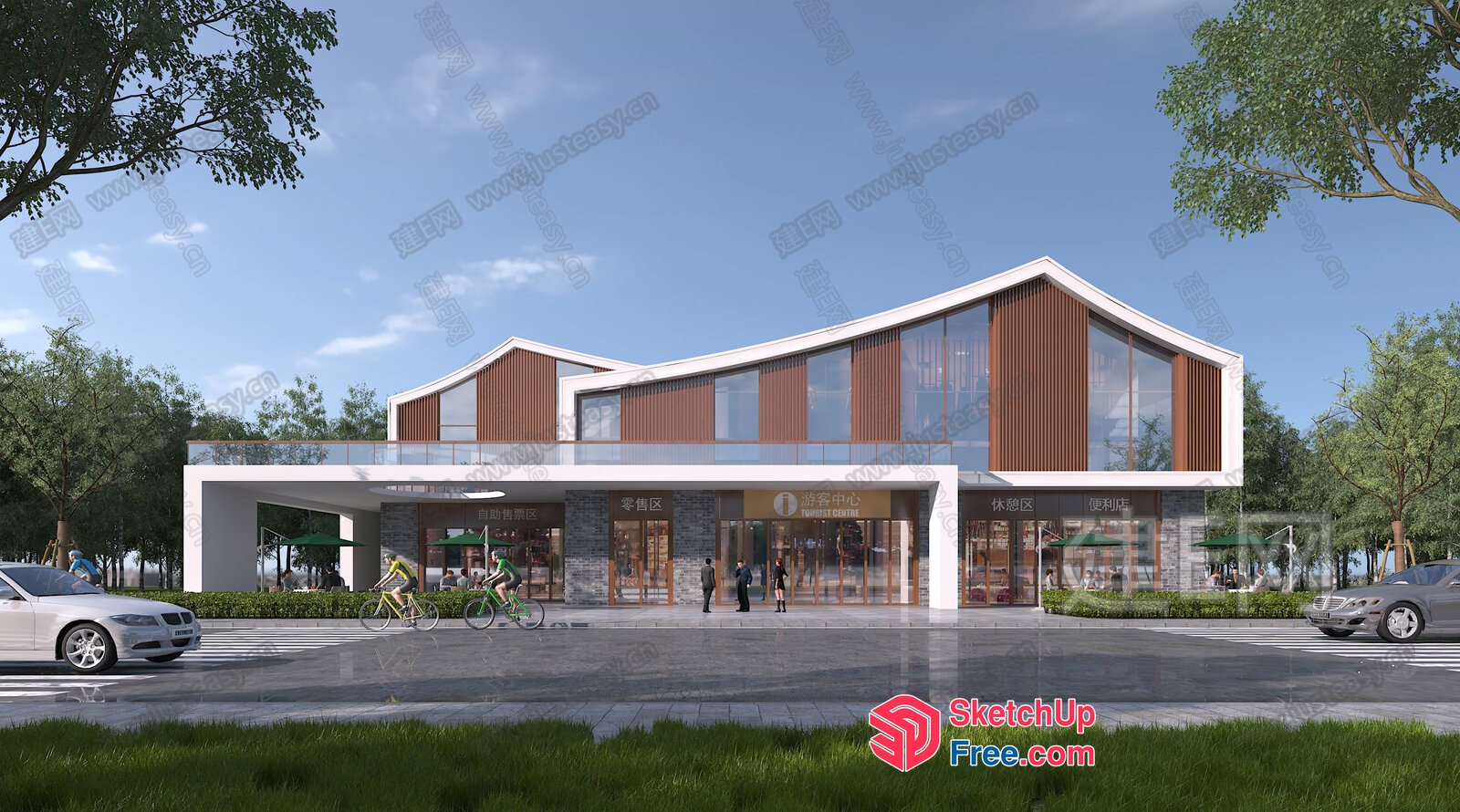 Modern Commercial Street Scene 3D SketchUp File