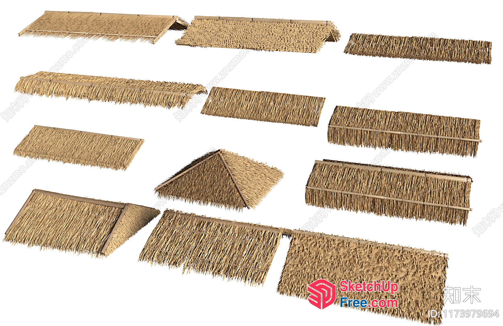 Roof Thatch Synthesis Pieces 3D SketchUp File