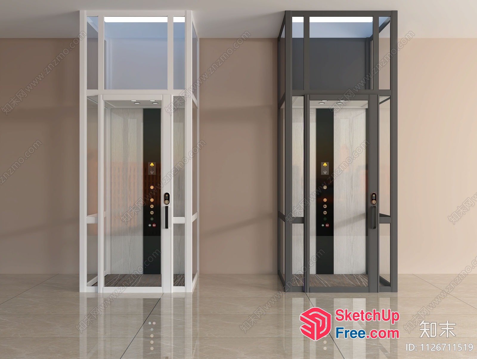 Modern Glass Elevator Enclosures 3D SketchUp File