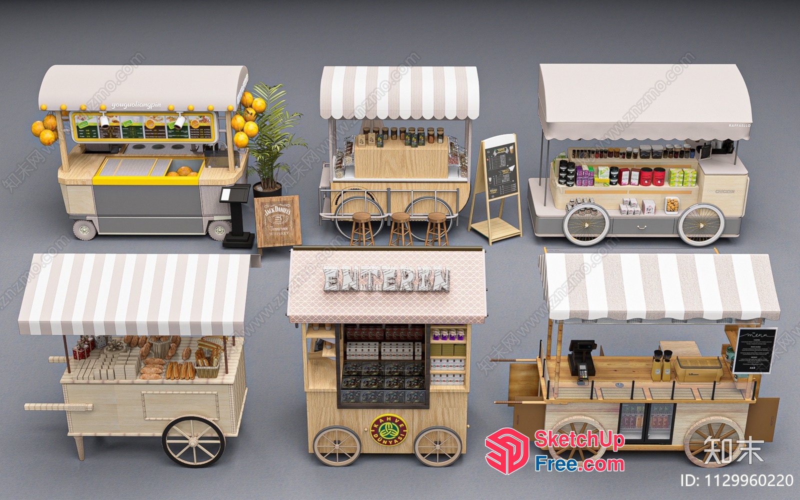 Food Trucks In Various Styles 3D SketchUp File