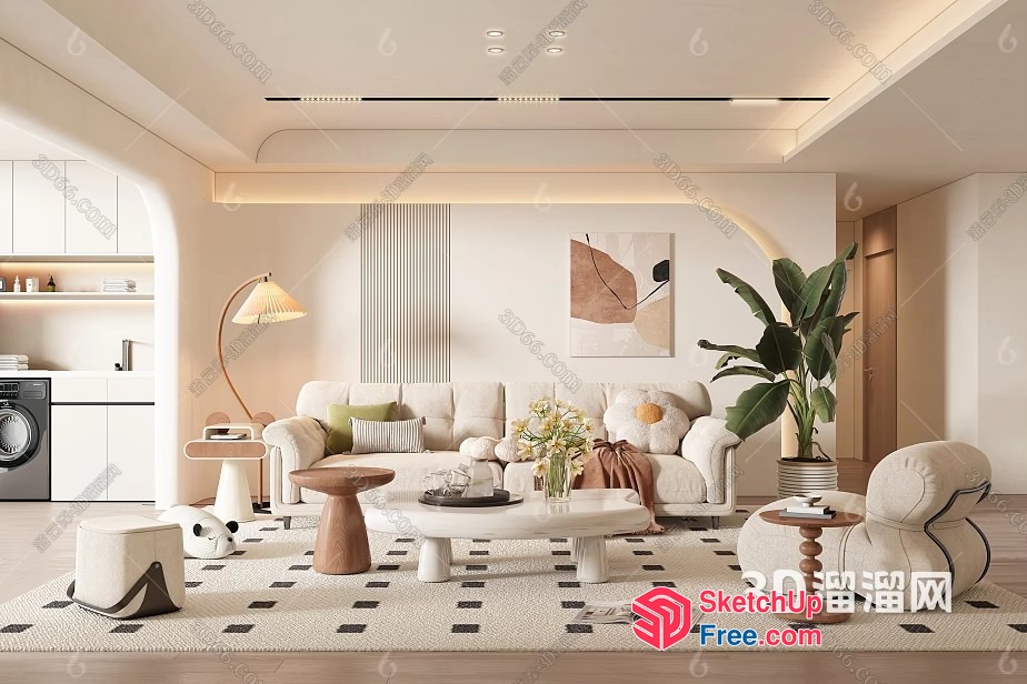 Elegant And Sophisticated Living Room Design 3D SketchUp File