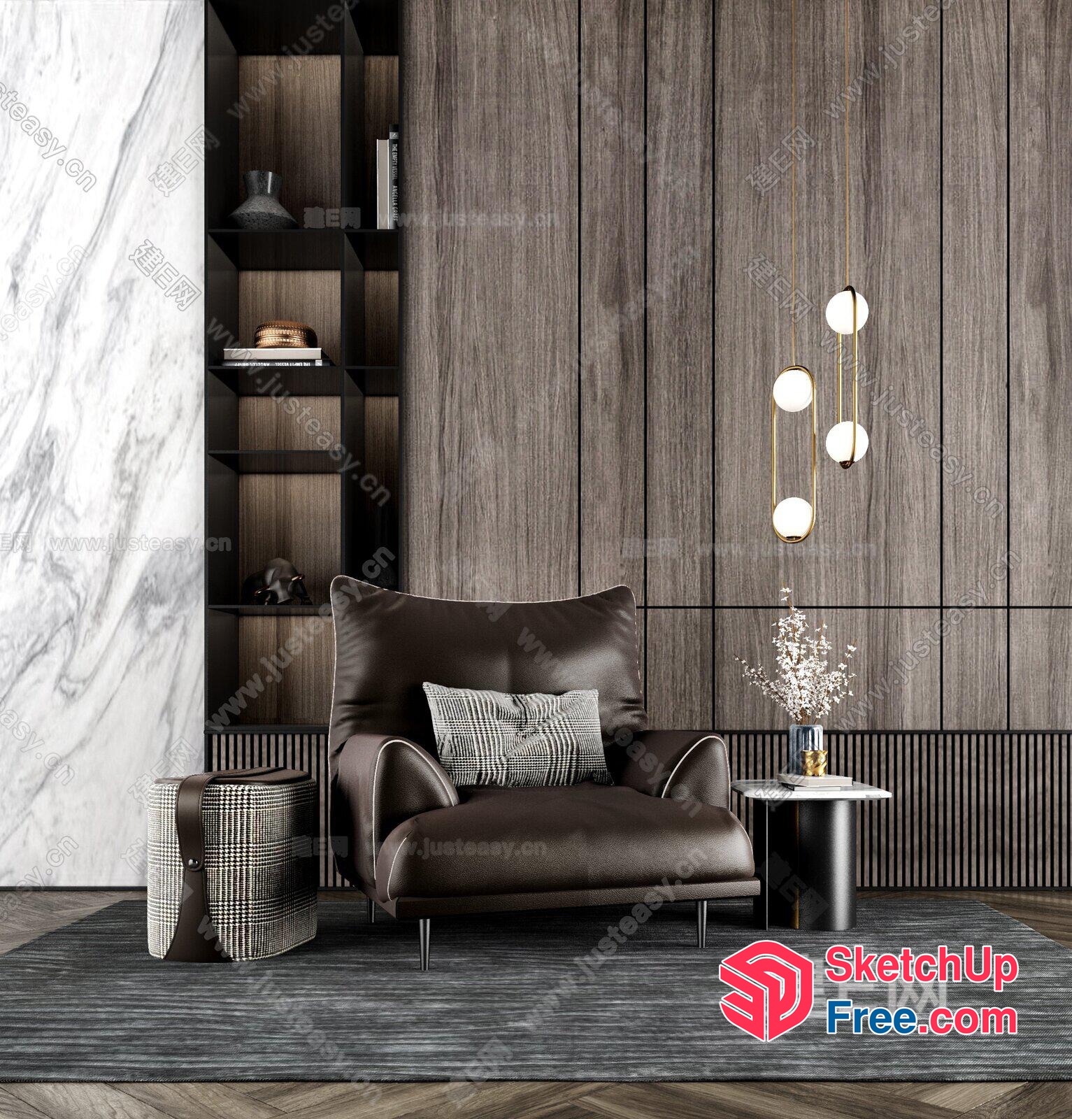 Modern Minimalist Living Room With Elegant Furniture 3D SketchUp File