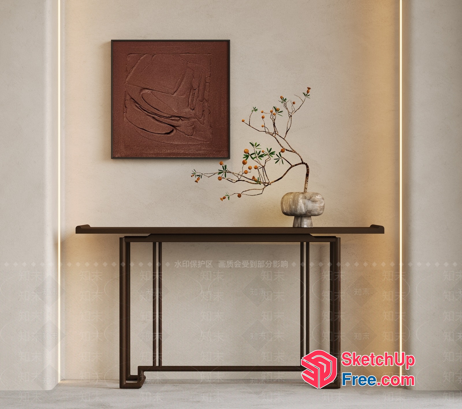 Modern Minimalist Japanese Style Console Table 3D SketchUp File