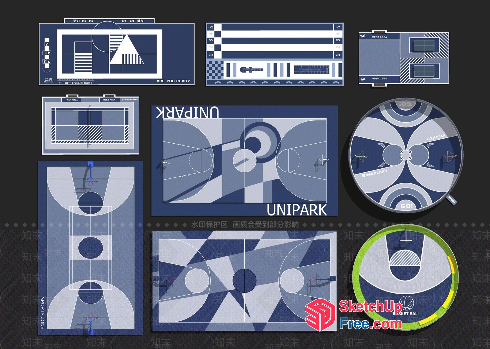 Basketball Court And Park Layout Designs 3D SketchUp File