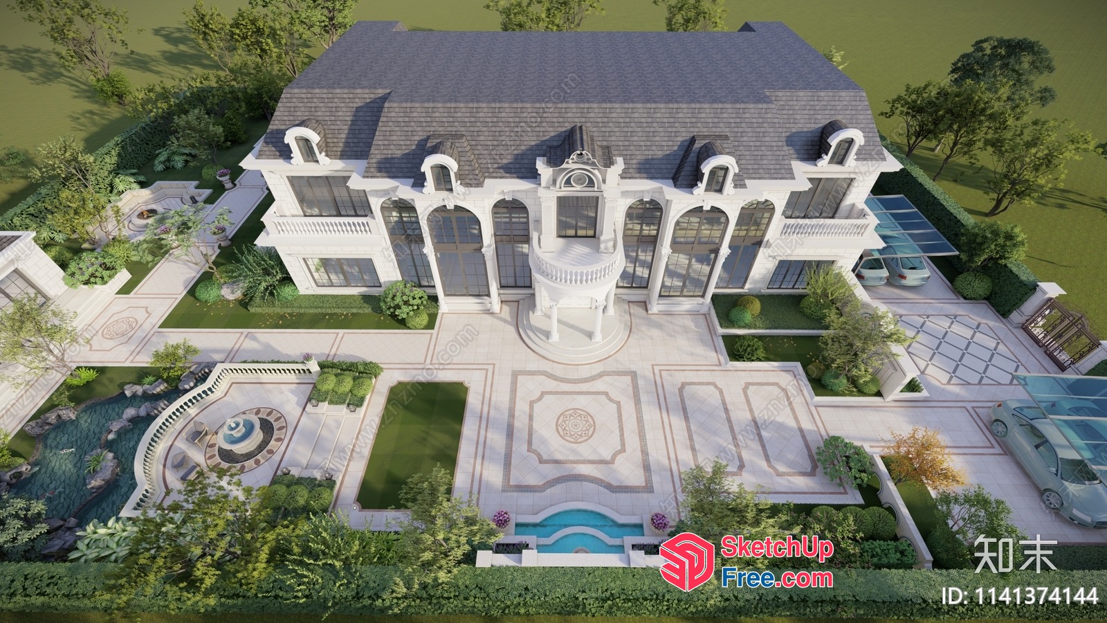 Elegant European-Style Villa With Grand Entrance 3D SketchUp File