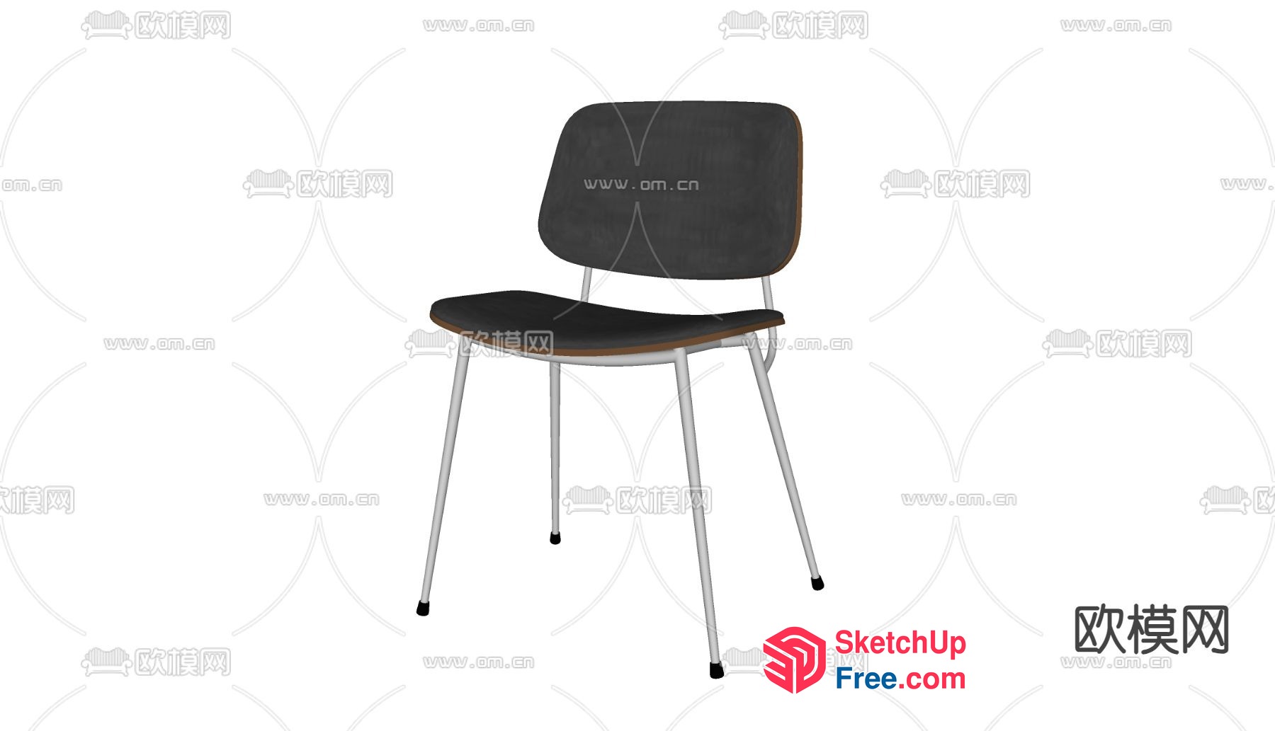 Elegant Modern Chair With Grey Backrest And Silver Legs 3D SketchUp File