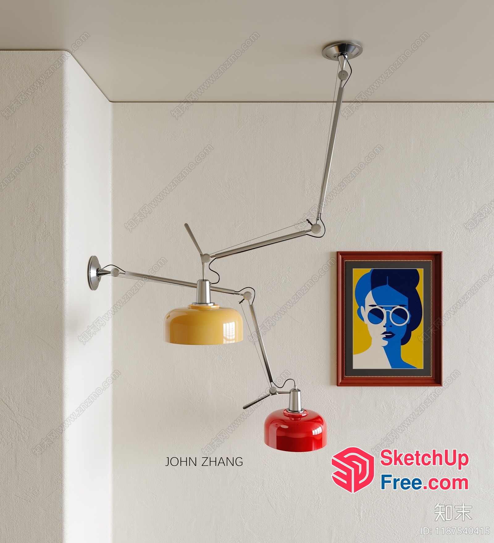 Modern Artistic Lamp And Picture Frame Combination 3D SketchUp File
