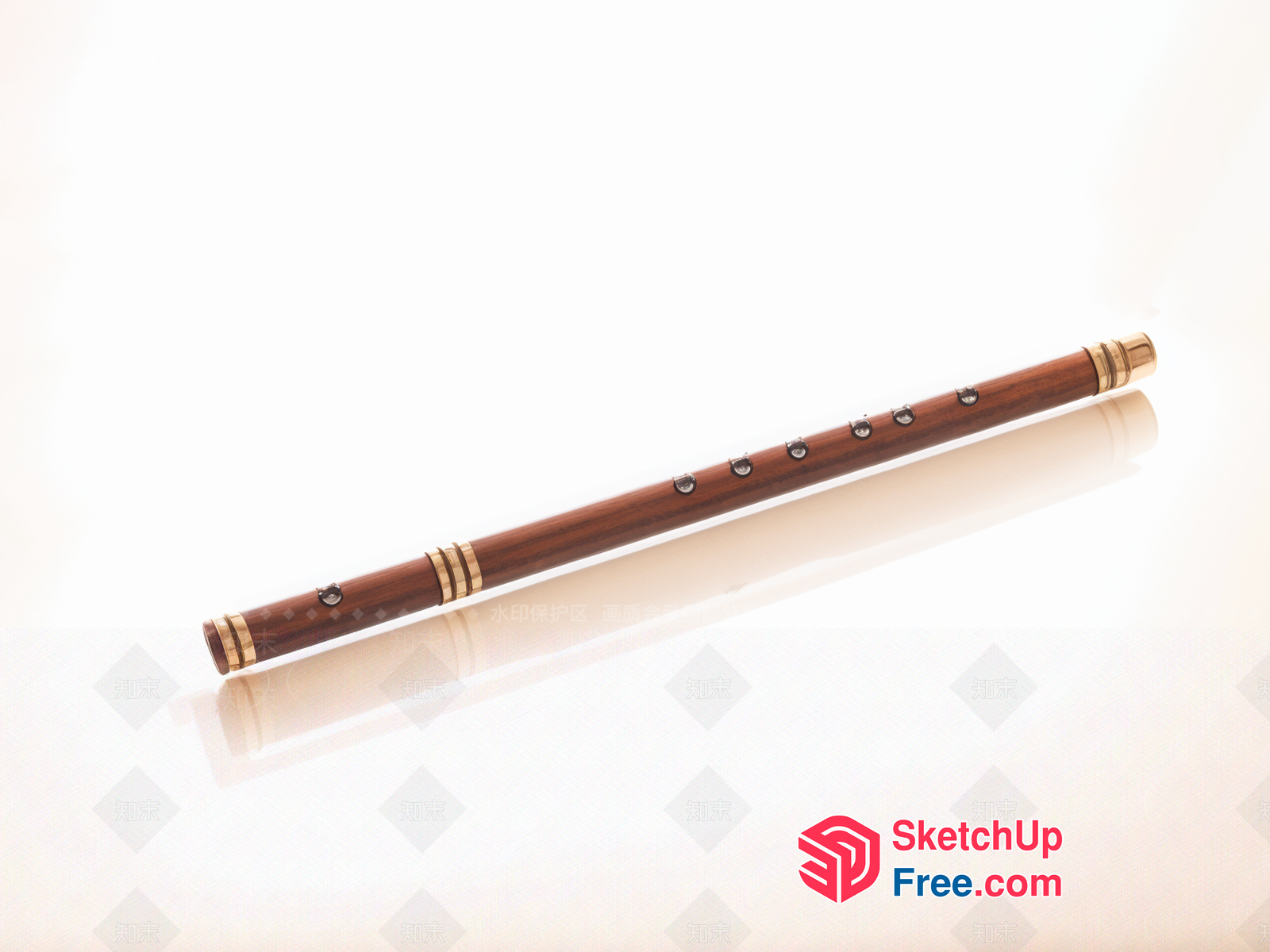 Elegant Wooden Flute Instrument 3D SketchUp File