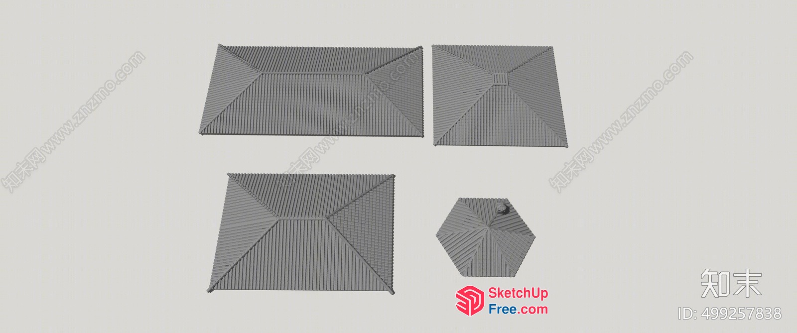 Gray Roof Synthesis With Various Shapes 3D SketchUp File