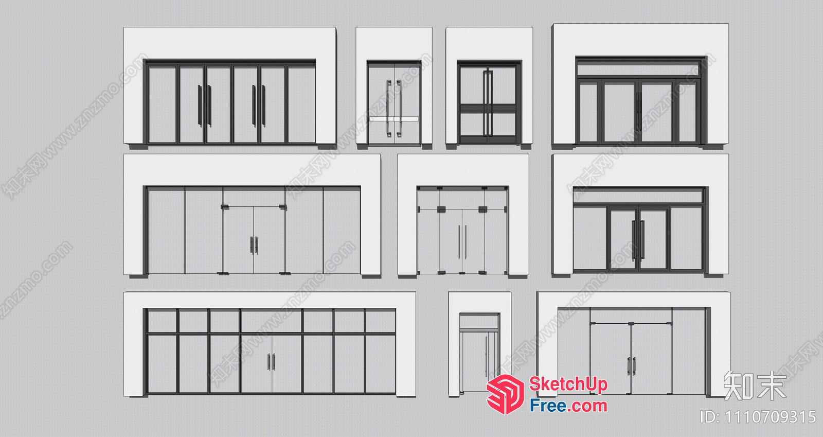 Modern Minimalist Door And Window Arrangement 3D SketchUp File