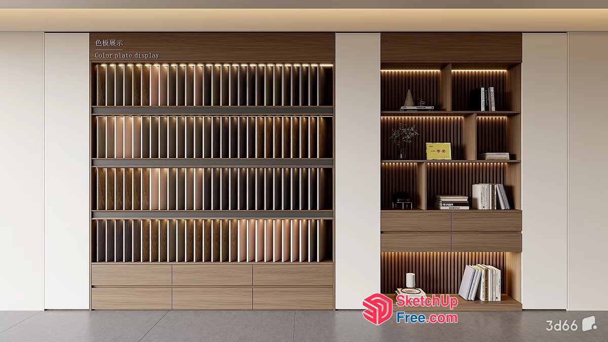 Modern Minimalist Bookcase And Shelving System 3D SketchUp File