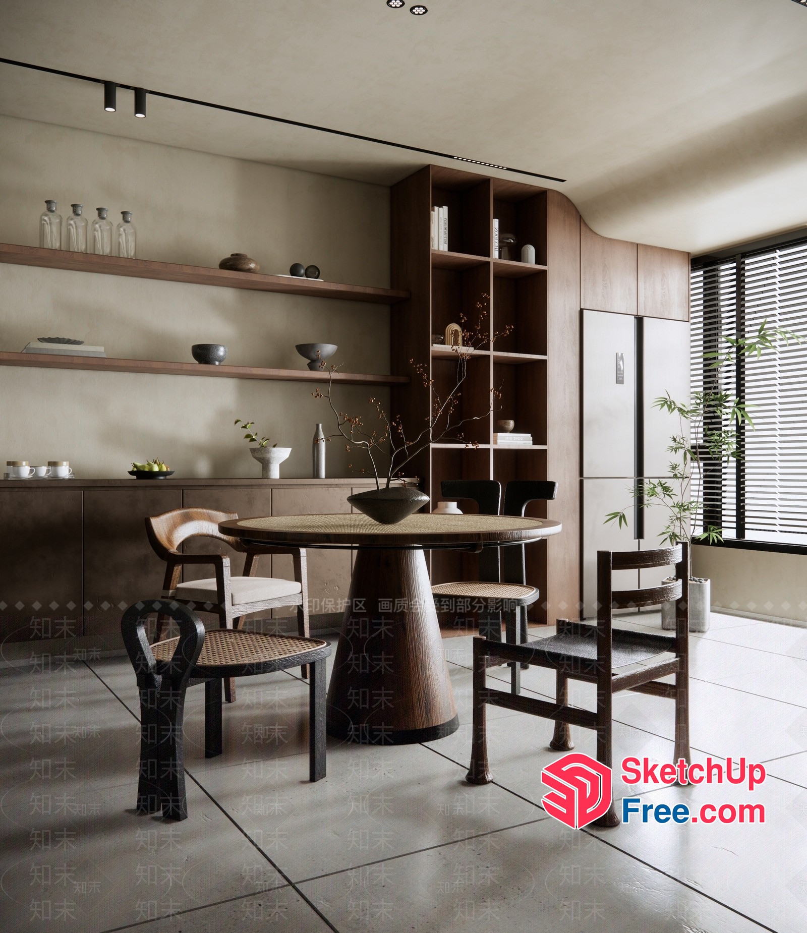 Elegant And Modern Dining Room With Sleek Furniture 3D SketchUp File