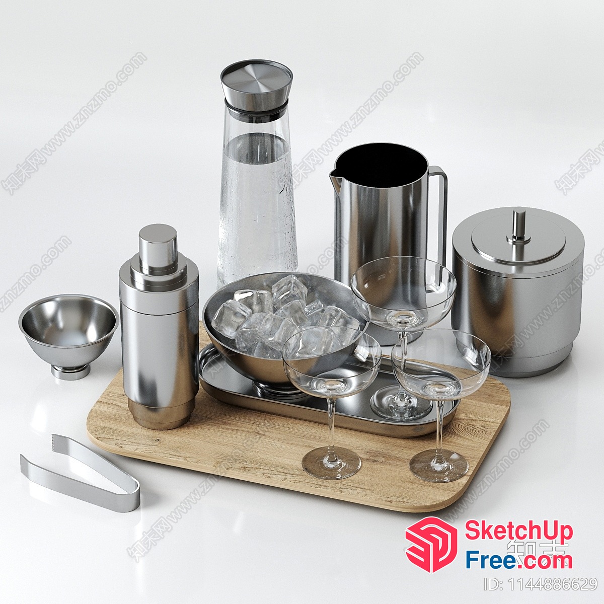 Elegant Barware And Glassware Set 3D SketchUp File