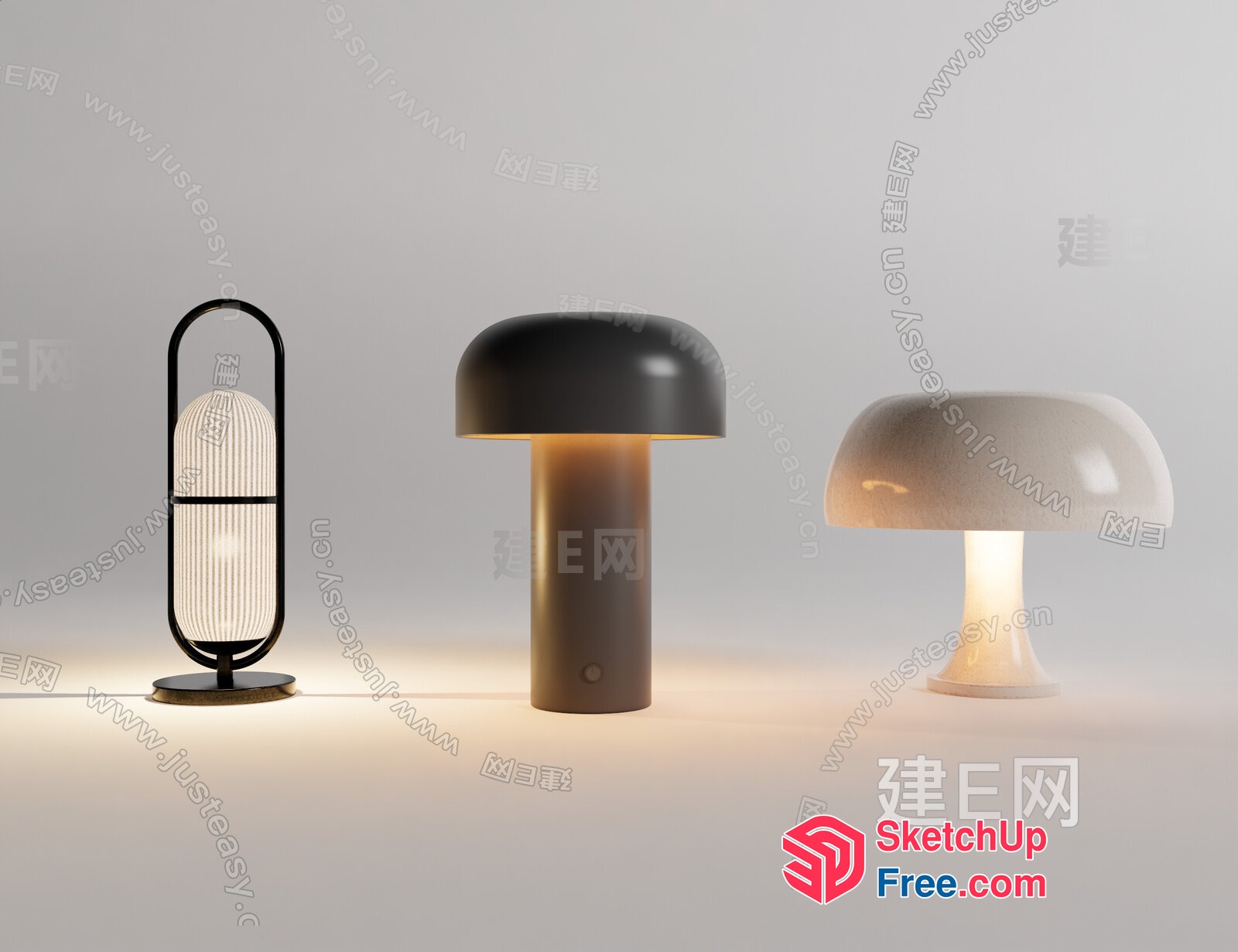Modern Table Lamps With Unique Mushroom Designs 3D SketchUp File