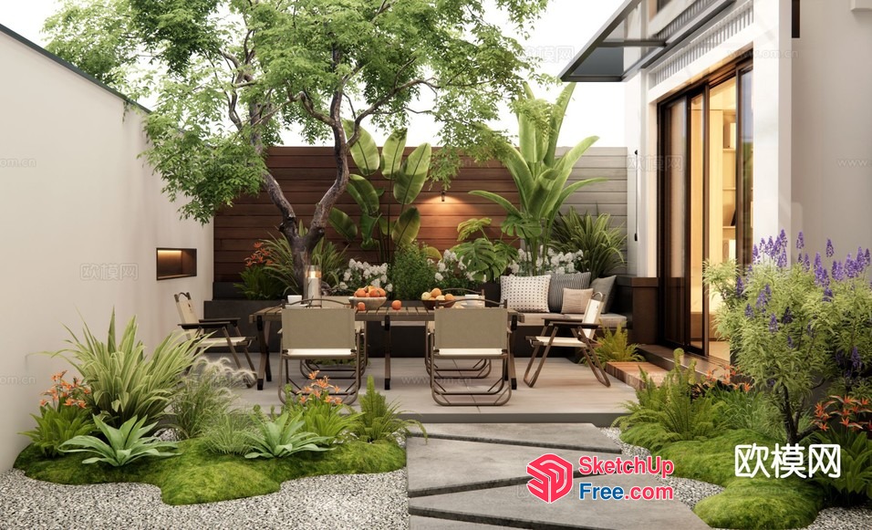 Exotic Tropical Backyard Oasis 3D SketchUp File