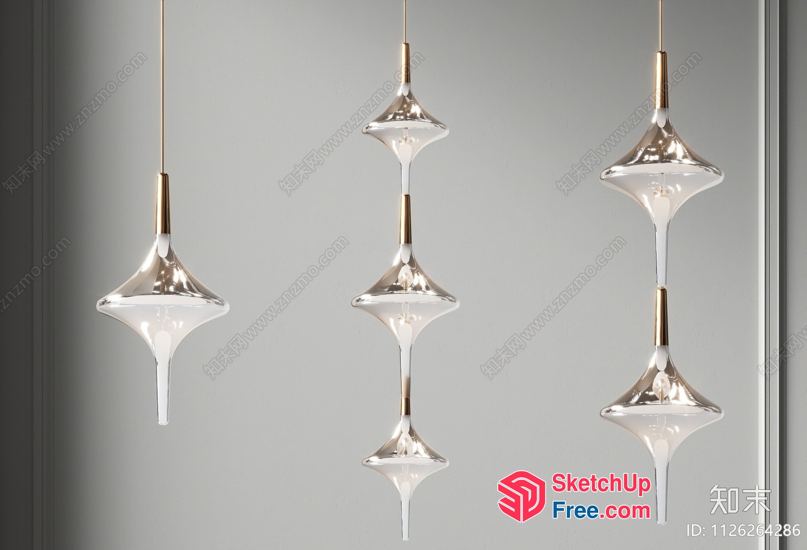 Elegant Glass Pendant Lights For Modern Interior Spaces 3D SketchUp File