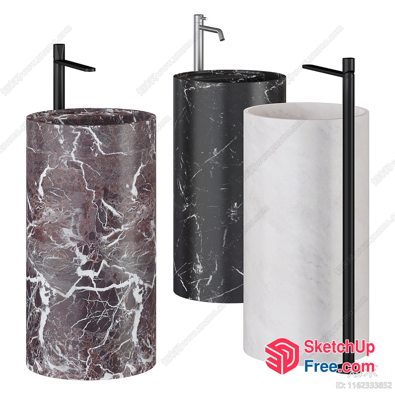 Marble Pillar Bathroom Sinks 3D SketchUp File