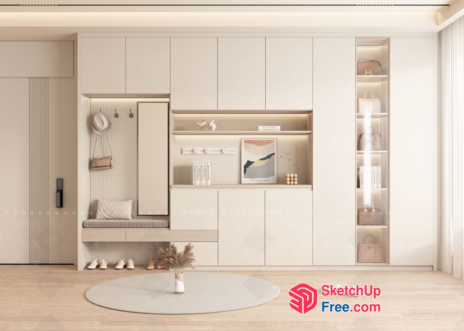Elegant Minimalist White Modern Interior 3D SketchUp File