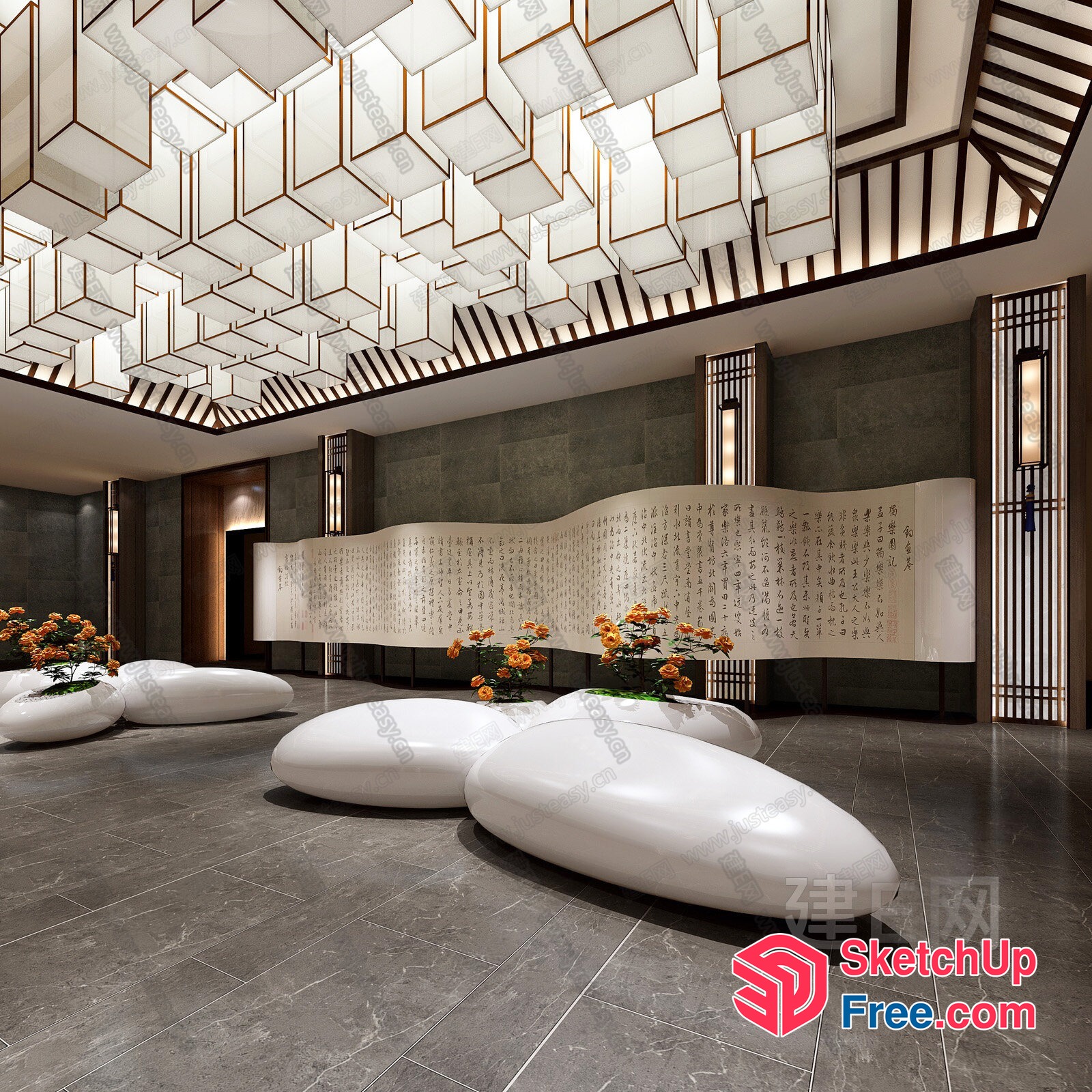 Elegant And Sophisticated Modern Asian Interior Design 3D SketchUp File