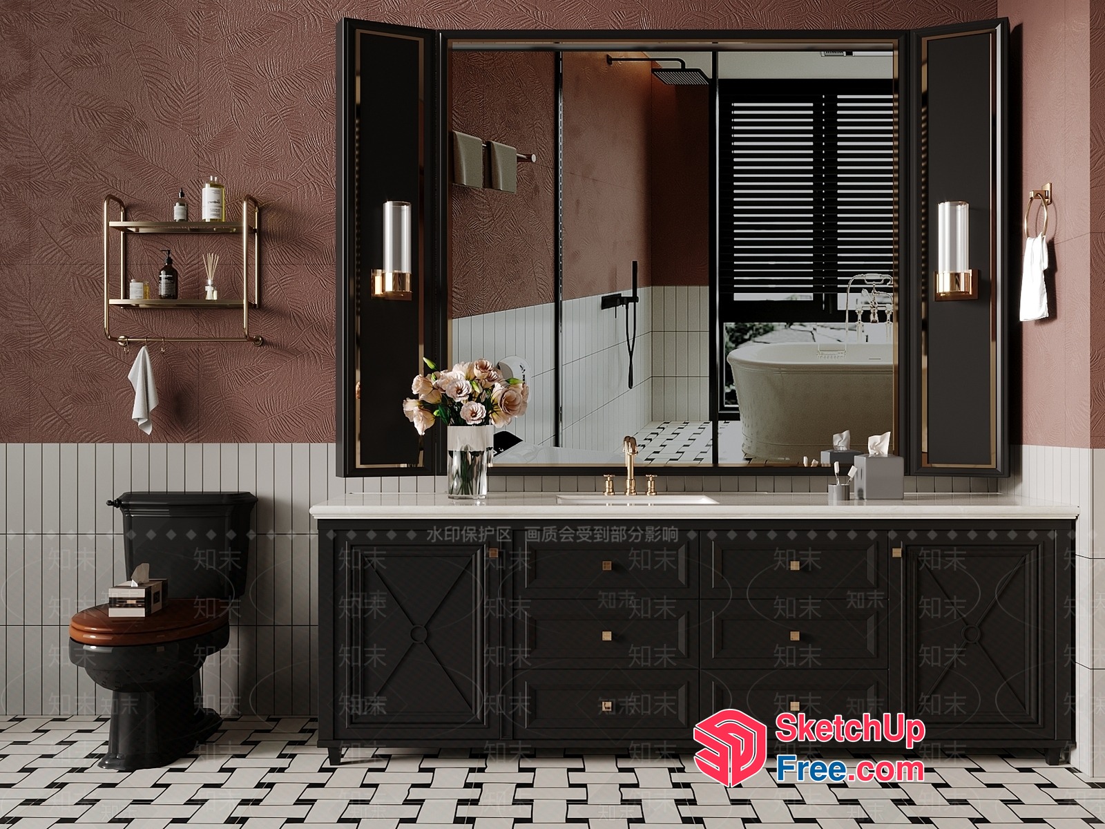Luxurious Modern Bathroom With Elegant Fixtures 3D SketchUp File