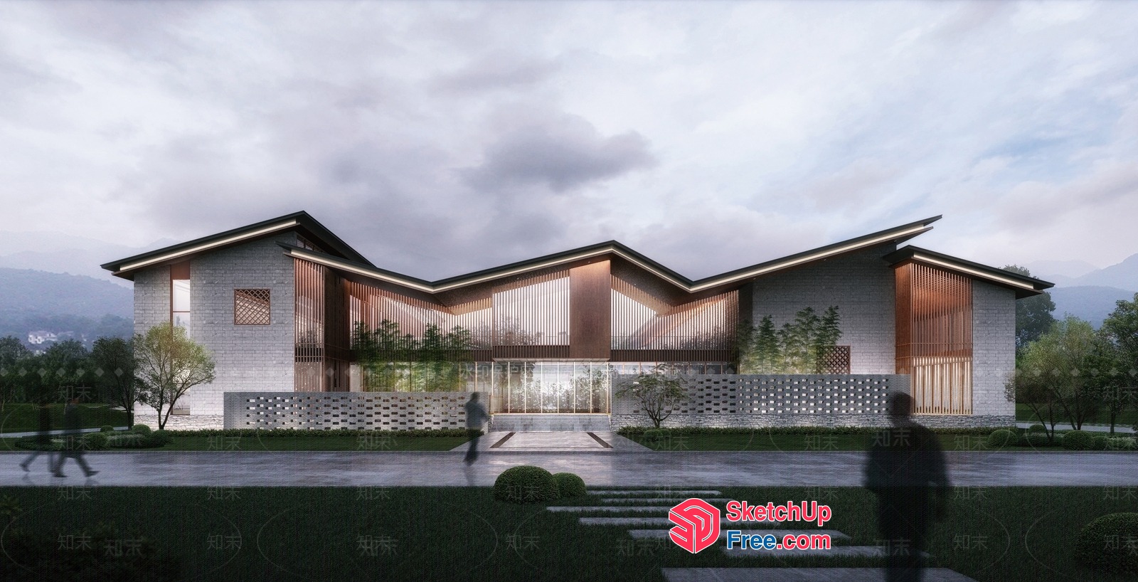 Modern Luxury Villa With Elegant Glass Curtain Wall 3D SketchUp File
