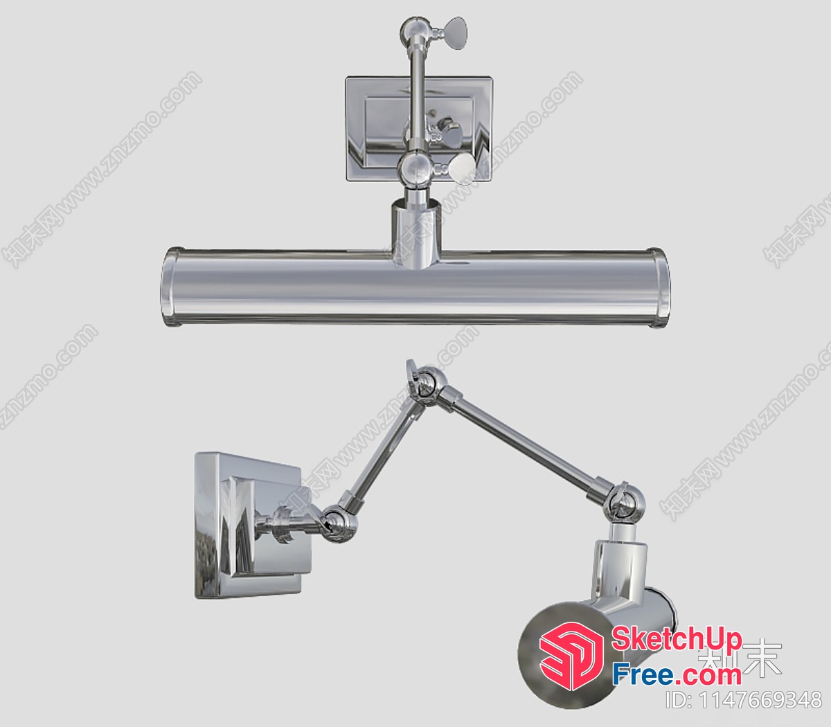 Modern Silver Bathroom Accessories And Lighting Fixtures 3D SketchUp File