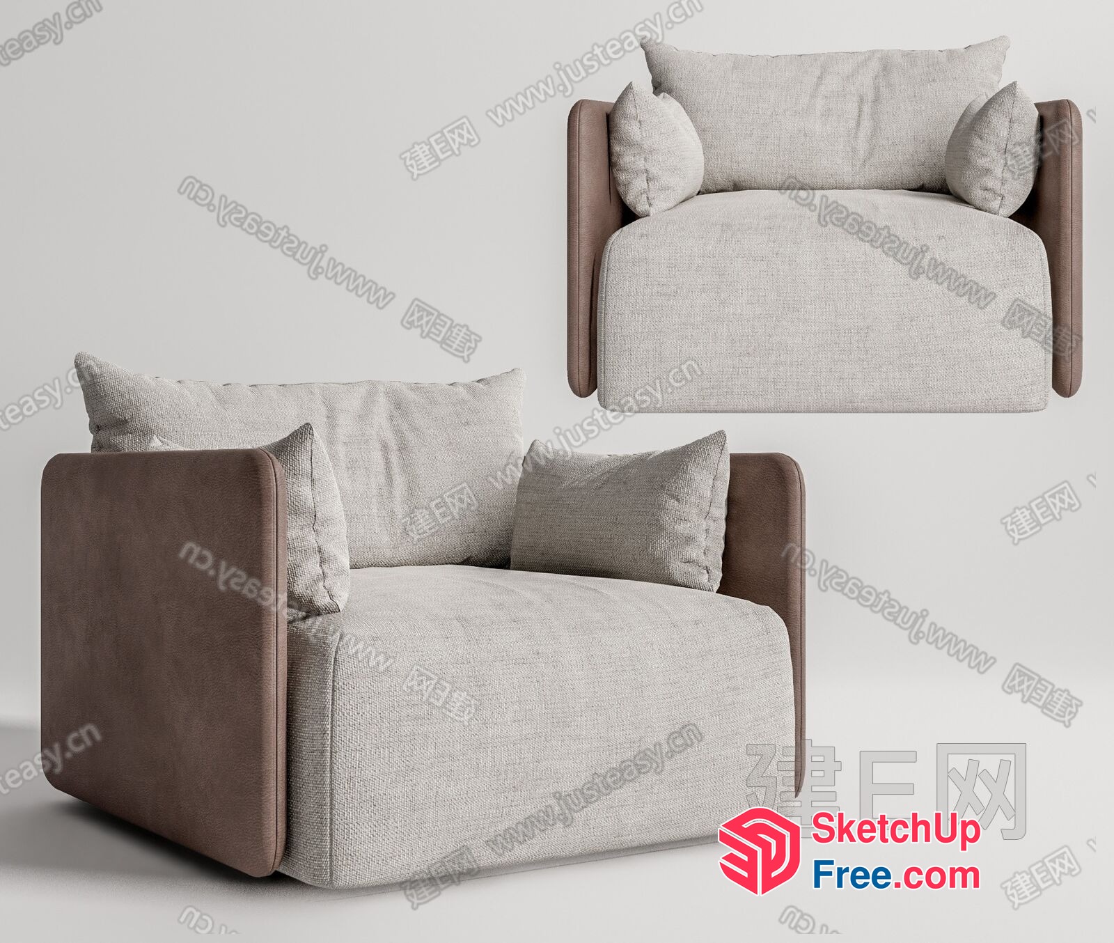 Modern Minimalist Sofa With Pillows 3D SketchUp File