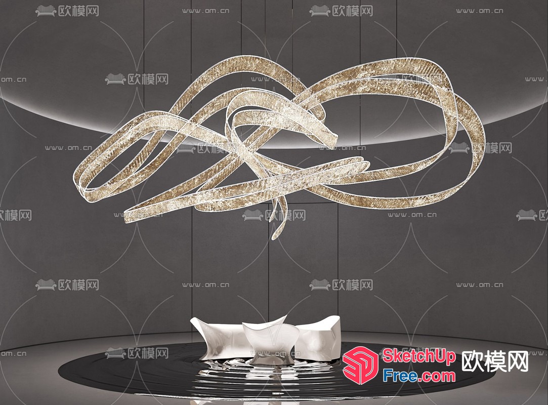 Elegant Modern Sofa And Table In A Sleek Gray Room 3D SketchUp File